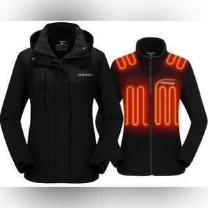 NWT- Women’s 3-in-1 Heated Jacket w/ Battery, Fleece Jacket & Waterproof Coat
